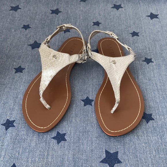 Ralph Lauren Shoes | Ralph Lauren Silver Snake Arima Sandal Sz 9.5 | Color: Silver | Size: 9.5 | Realmuddytruck's Closet